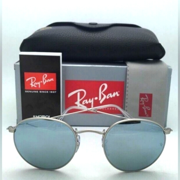 LIKE NEW RayBan Round Metal RB3447 Silver Mirror Ray ban Sunglasses - Picture 3 of 16